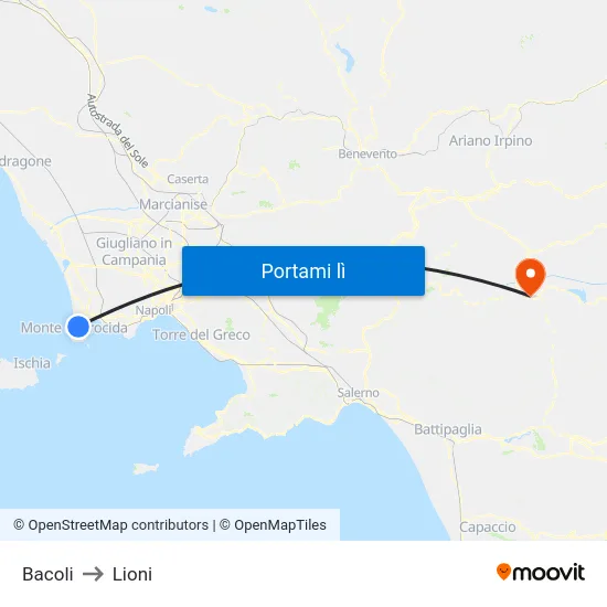 Bacoli to Lioni map