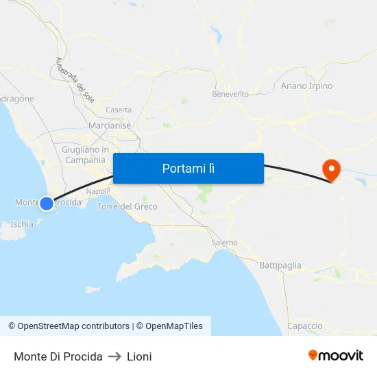 Monte Di Procida to Lioni map