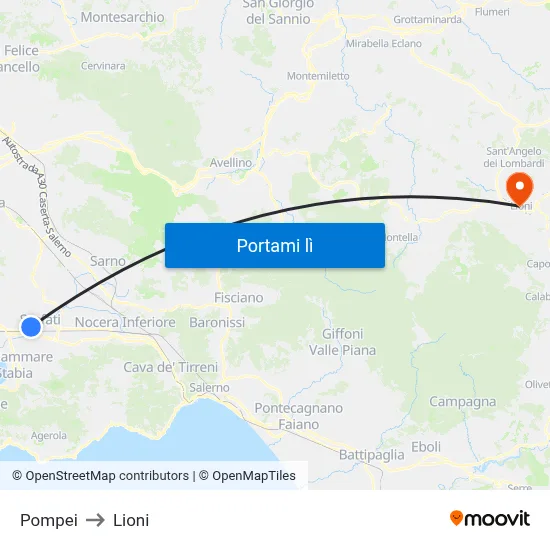 Pompei to Lioni map