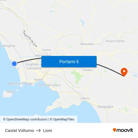 Castel Volturno to Lioni map