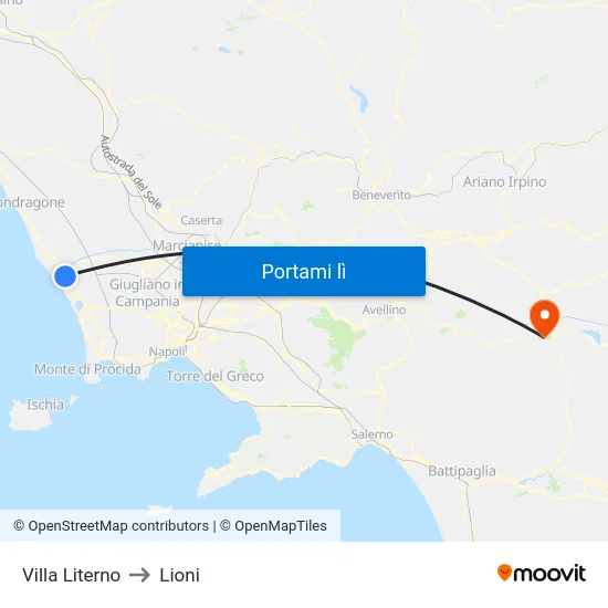 Villa Literno to Lioni map