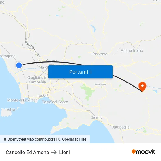 Cancello Ed Arnone to Lioni map