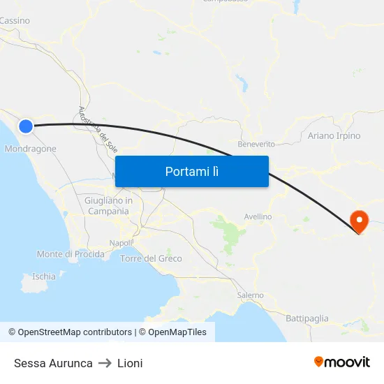 Sessa Aurunca to Lioni map