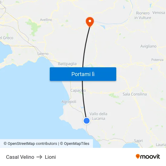 Casal Velino to Lioni map