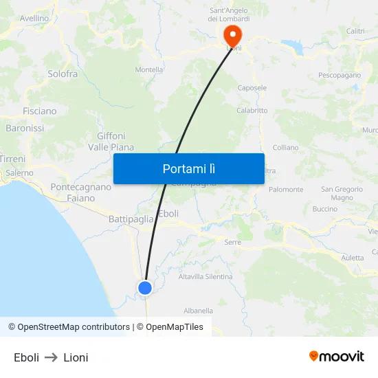Eboli to Lioni map