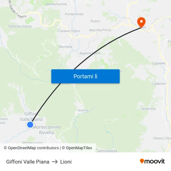 Giffoni Valle Piana to Lioni map