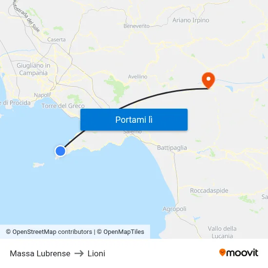 Massa Lubrense to Lioni map