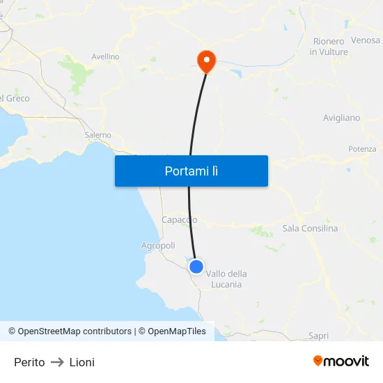 Perito to Lioni map