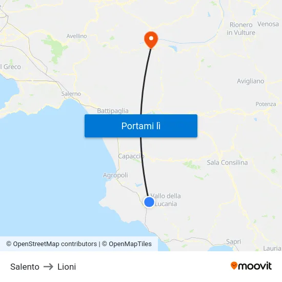 Salento to Lioni map