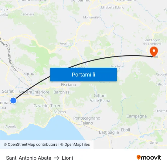 Sant' Antonio Abate to Lioni map