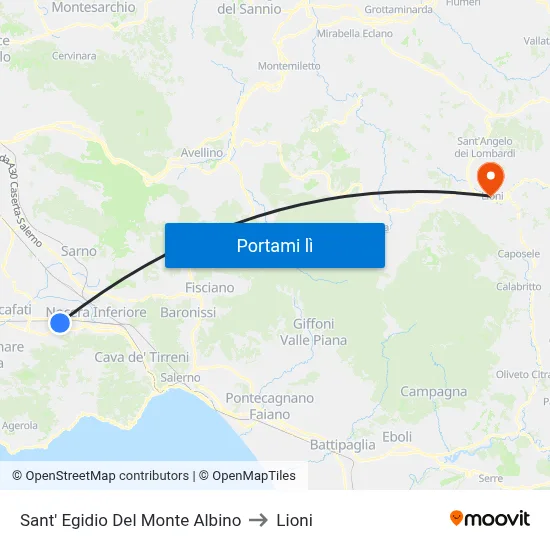 Sant' Egidio Del Monte Albino to Lioni map