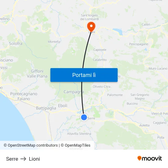 Serre to Lioni map