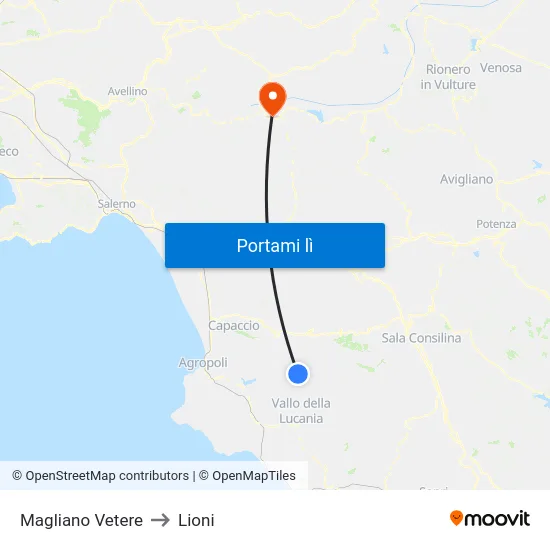 Magliano Vetere to Lioni map