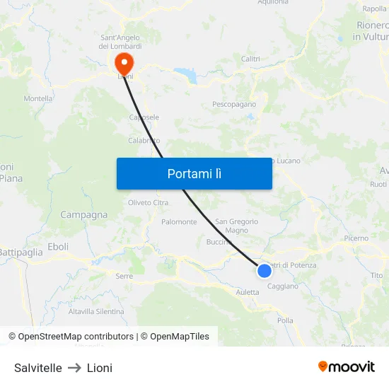 Salvitelle to Lioni map