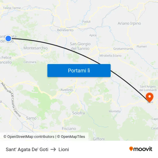 Sant' Agata De' Goti to Lioni map