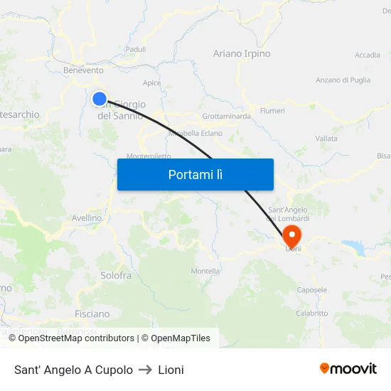 Sant' Angelo A Cupolo to Lioni map