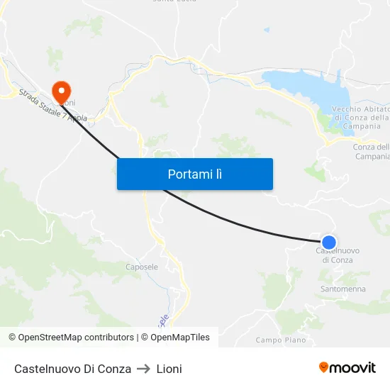 Castelnuovo Di Conza to Lioni map