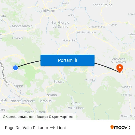 Pago Del Vallo Di Lauro to Lioni map