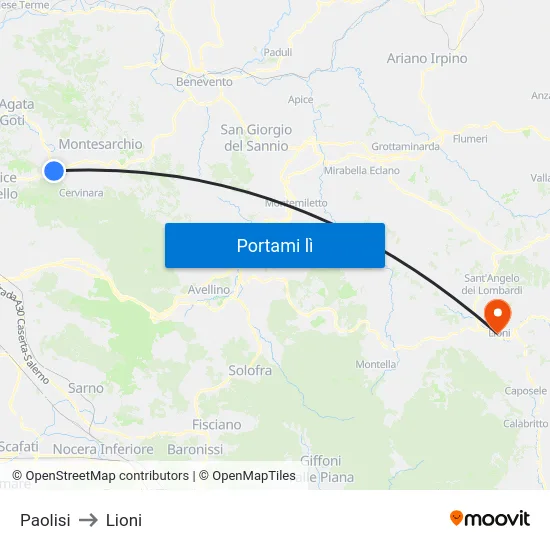 Paolisi to Lioni map