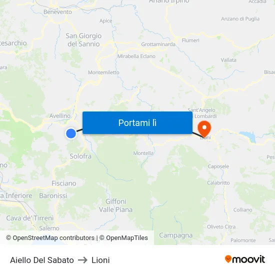 Aiello Del Sabato to Lioni map