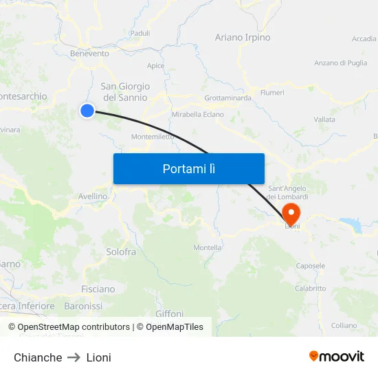 Chianche to Lioni map