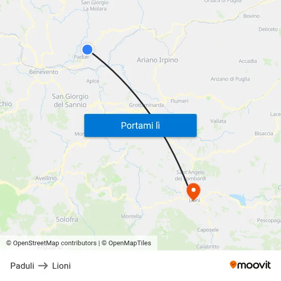 Paduli to Lioni map