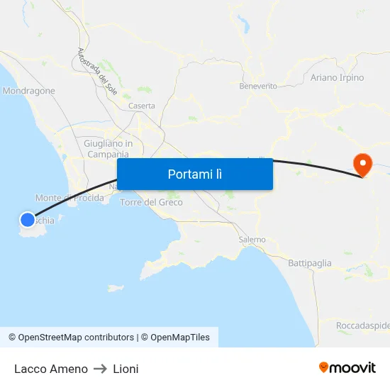 Lacco Ameno to Lioni map