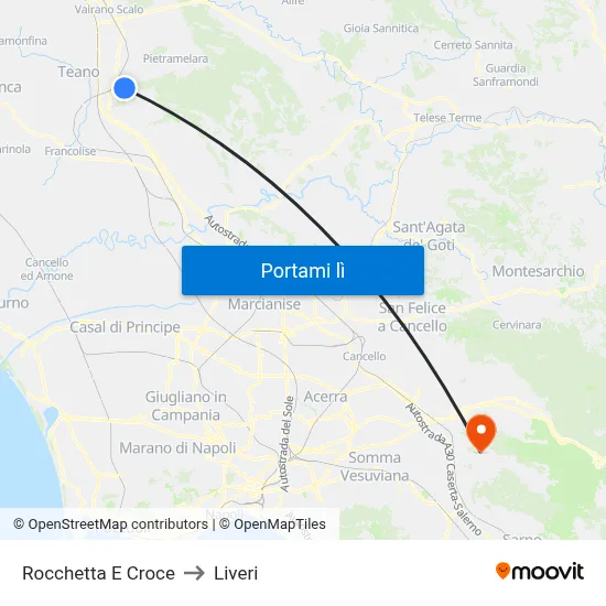 Rocchetta E Croce to Liveri map