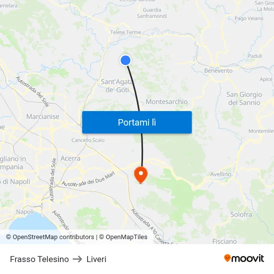 Frasso Telesino to Liveri map