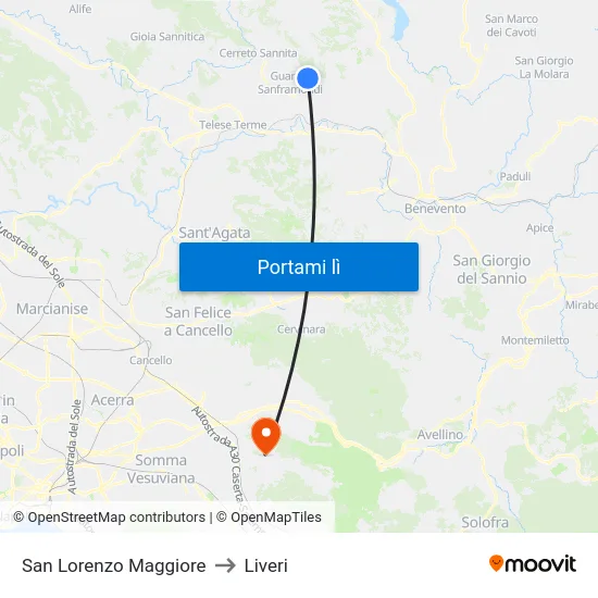 San Lorenzo Maggiore to Liveri map