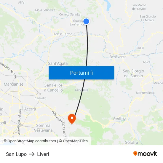San Lupo to Liveri map