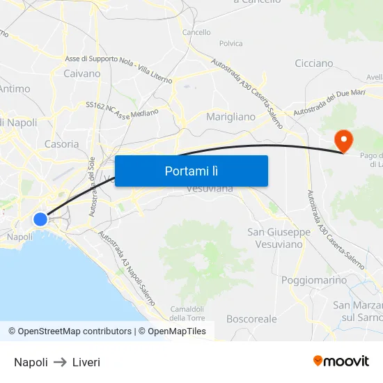 Napoli to Liveri map