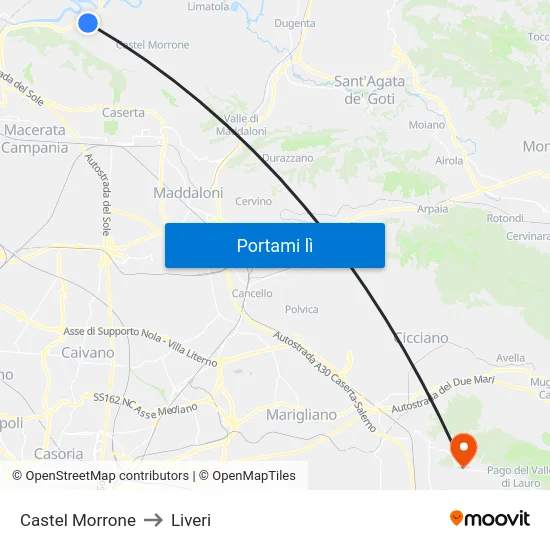 Castel Morrone to Liveri map