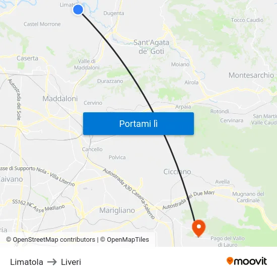 Limatola to Liveri map