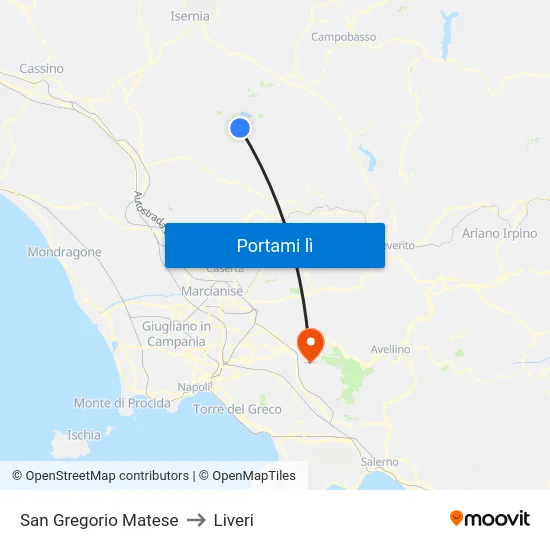 San Gregorio Matese to Liveri map