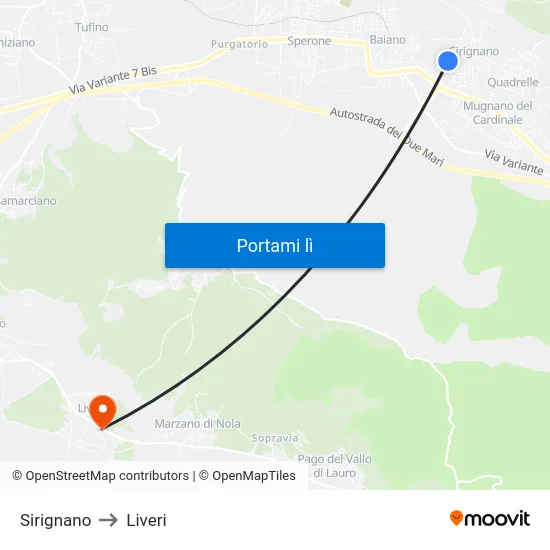 Sirignano to Liveri map