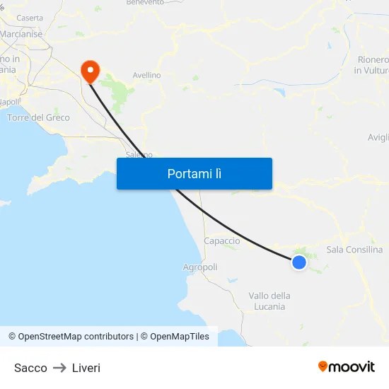 Sacco to Liveri map