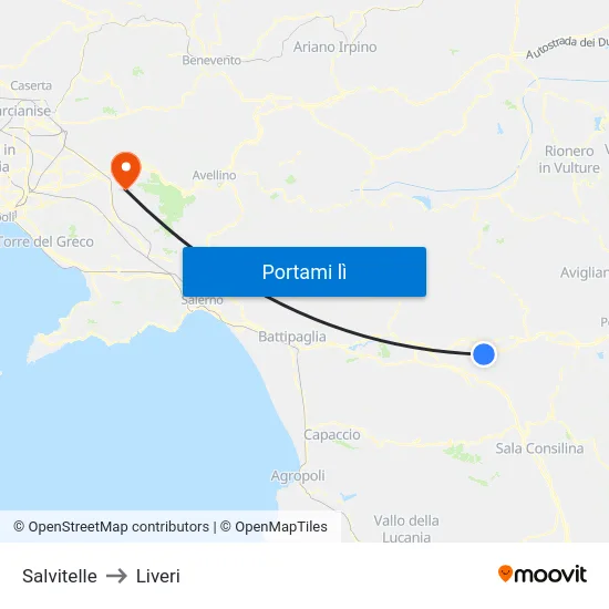 Salvitelle to Liveri map