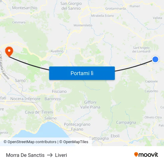 Morra De Sanctis to Liveri map