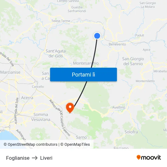 Foglianise to Liveri map