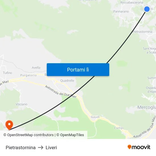 Pietrastornina to Liveri map