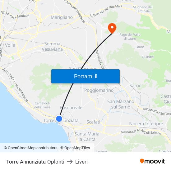 Torre Annunziata-Oplonti to Liveri map