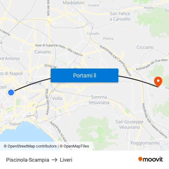 Piscinola-Scampia to Liveri map