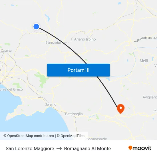 San Lorenzo Maggiore to Romagnano Al Monte map