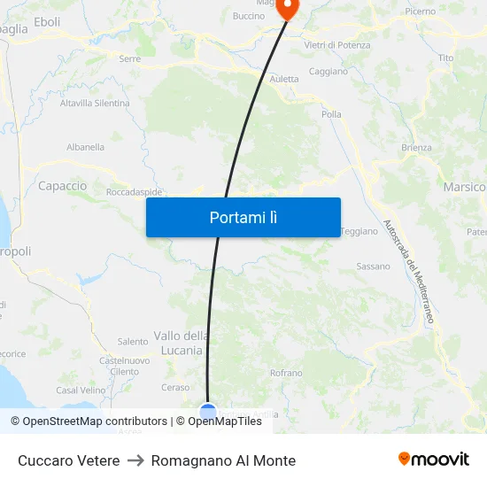 Cuccaro Vetere to Romagnano Al Monte map