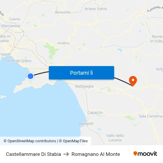 Castellammare Di Stabia to Romagnano Al Monte map