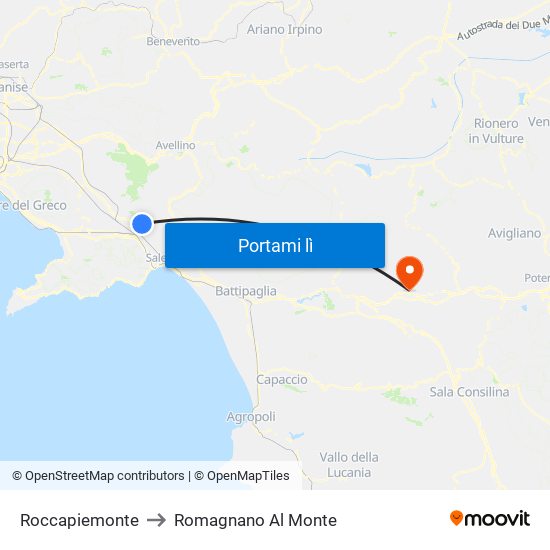 Roccapiemonte to Romagnano Al Monte map