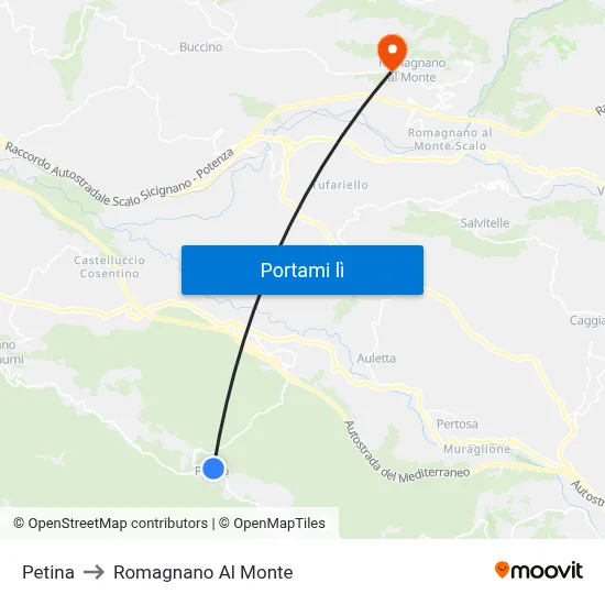 Petina to Romagnano Al Monte map
