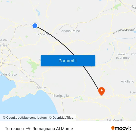 Torrecuso to Romagnano Al Monte map