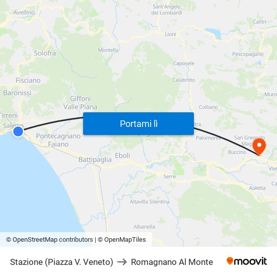 Stazione (Piazza V. Veneto) to Romagnano Al Monte map